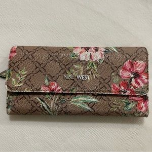 NINE WEST Brown Floral Wallet